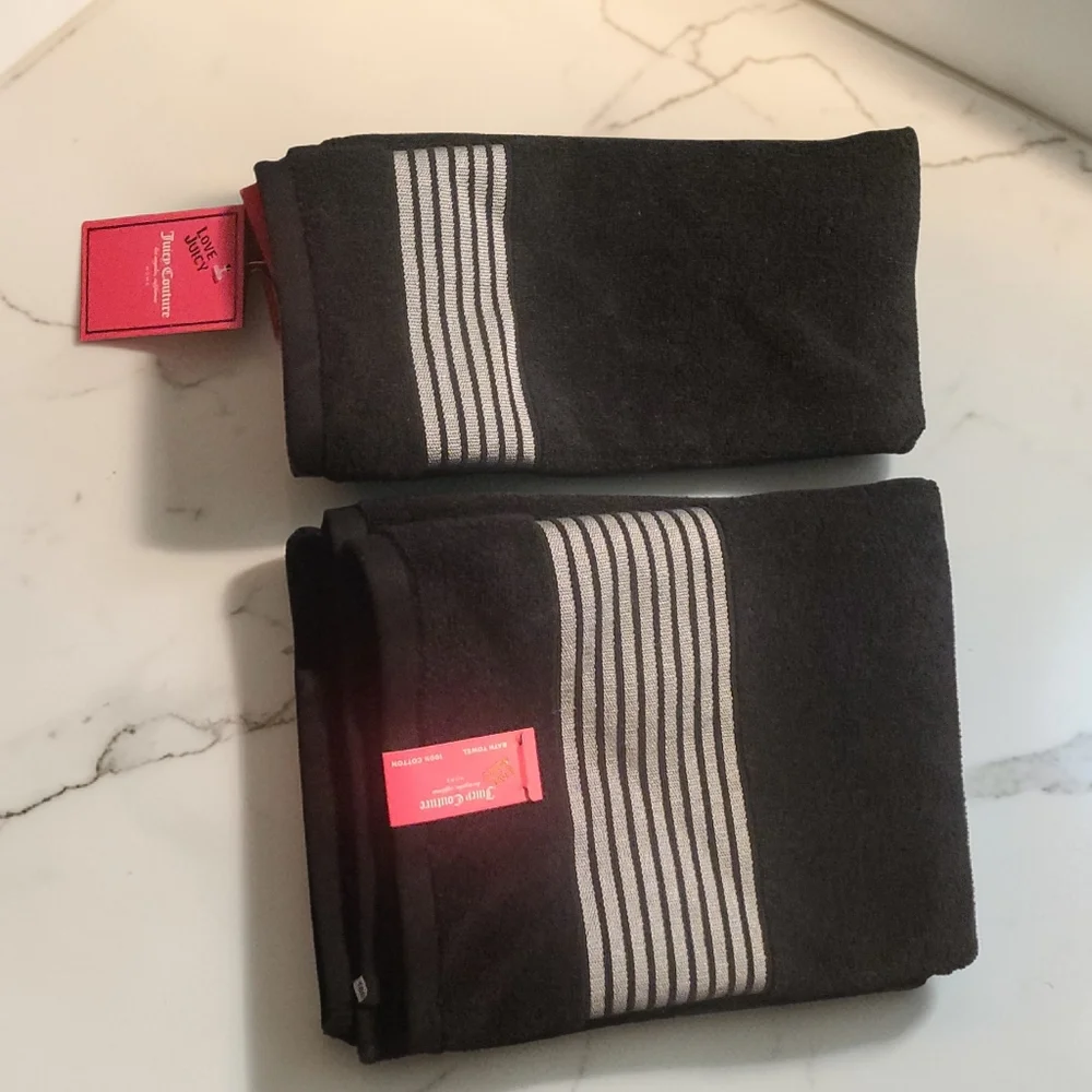 Juicy Couture Black and Silver Towel Duo